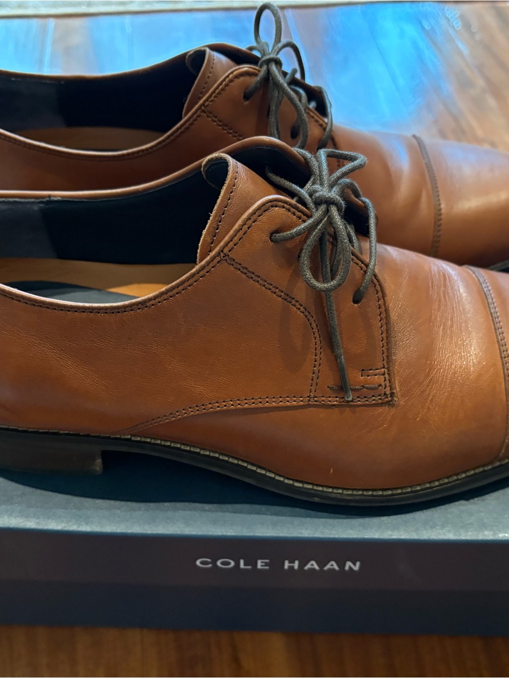 Cole Haan Tan/Brown Leather Cap Toe Dress Shoes